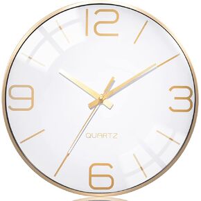 AYRELY® 12 Inch Silent Modern Wall Clocks Battery Operated, Wall Clock for Living Room Décor,Gold Metal Frame Clock Decorative for Bedroom,Kitchen,Office