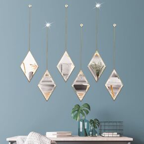 Ytwmzzz Mirror Wall Decor, Gold,Hanging Mirror, Decorative Mirror, Diamond Shaped Modern Aesthetic Mirror Art for Bedroom Living Room Home Entryway Decor, 3 PCS in Saudi Arabia