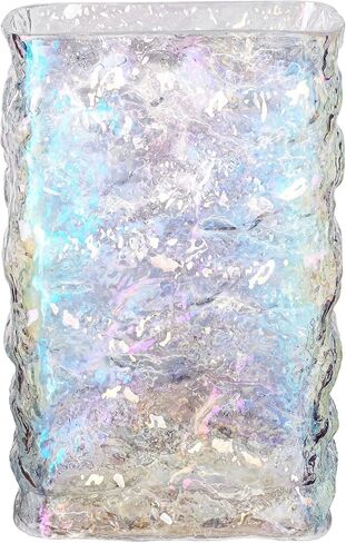 مزهرية زهور بالوان قزحية للديكور، مزهرية عصرية من الزجاج الكريستالي للزهور، مستطيلة، مزهرية مزخرفة مع لمعان ملون، هدية فريدة in Kuwait