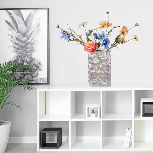 مزهرية زهور بالوان قزحية للديكور، مزهرية عصرية من الزجاج الكريستالي للزهور، مستطيلة، مزهرية مزخرفة مع لمعان ملون، هدية فريدة in Kuwait