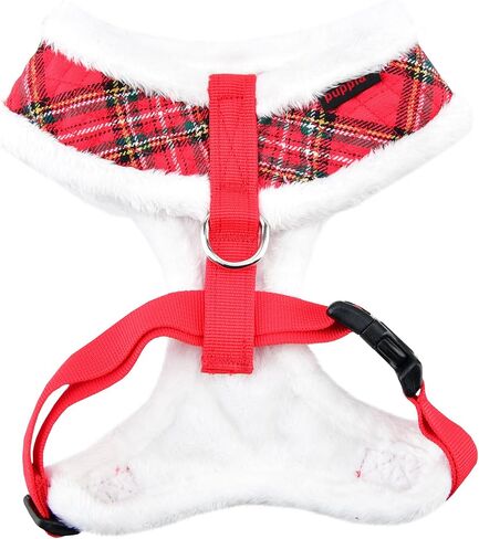 Puppia Blitzen Dog Harness Over-The-Head Warm Winter Christmas Holiday Harness Adjustable Chest for Small and Medium Dog, Checkered Red, Medium in Saudi Arabia
