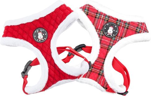 Puppia Blitzen Dog Harness Over-The-Head Warm Winter Christmas Holiday Harness Adjustable Chest for Small and Medium Dog, Checkered Red, Medium in Saudi Arabia
