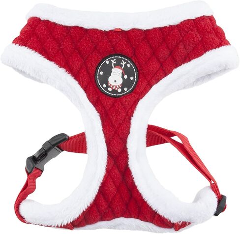 Puppia Blitzen Dog Harness Over-The-Head Warm Winter Christmas Holiday Harness Adjustable Chest for Small and Medium Dog, Checkered Red, Medium in Saudi Arabia