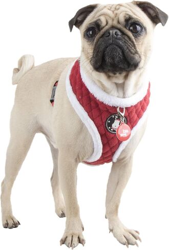 Puppia Blitzen Dog Harness Over-The-Head Warm Winter Christmas Holiday Harness Adjustable Chest for Small and Medium Dog, Checkered Red, Medium in Saudi Arabia
