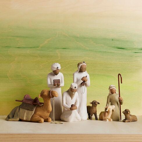 ويلو تري مجموعة مجسمات ملحقات عيد الميلاد مع الحكمة الثلاثة والراعي والحيوانات المستقرة من 7 قطع in Saudi Arabia
