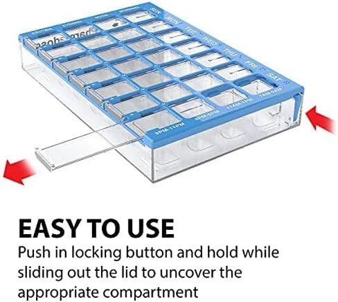 EZY DOSE 2 Pack Pharmadose 7-Day Pill, Medicine, Vitamin Organizer Box Case Weekly, 4 Times a Day, Medium Compartments Clear Lids (2 Pack - Random Colors) in Kuwait