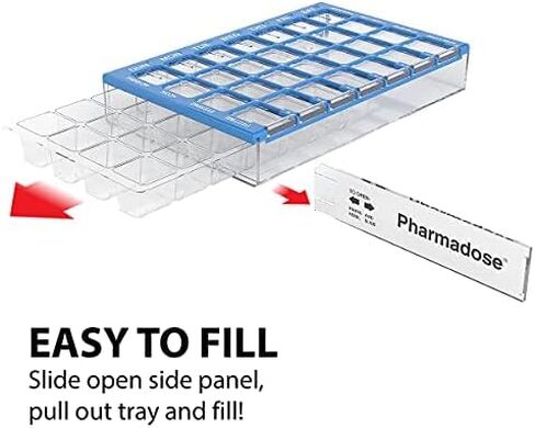 EZY DOSE 2 Pack Pharmadose 7-Day Pill, Medicine, Vitamin Organizer Box Case Weekly, 4 Times a Day, Medium Compartments Clear Lids (2 Pack - Random Colors) in Kuwait