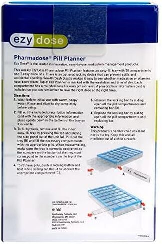 EZY DOSE 2 Pack Pharmadose 7-Day Pill, Medicine, Vitamin Organizer Box Case Weekly, 4 Times a Day, Medium Compartments Clear Lids (2 Pack - Random Colors) in Kuwait