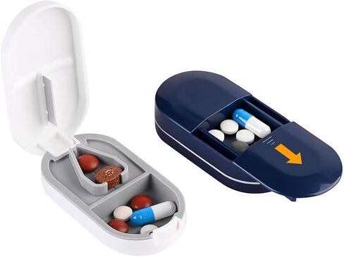 قطاعة حبوب صغيرة 2 في 1 مع شفرة من الستانلس ستيل من ال اس سي اتش لتقسيم الحبوب الصغيرة او الكبيرة (قطعتان، ابيض وازرق) in Kuwait