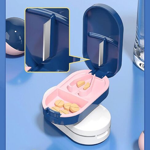 قطاعة حبوب صغيرة 2 في 1 مع شفرة من الستانلس ستيل من ال اس سي اتش لتقسيم الحبوب الصغيرة او الكبيرة (قطعتان، ابيض وازرق) in Kuwait