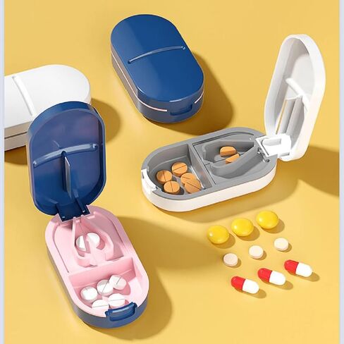 قطاعة حبوب صغيرة 2 في 1 مع شفرة من الستانلس ستيل من ال اس سي اتش لتقسيم الحبوب الصغيرة او الكبيرة (قطعتان، ابيض وازرق) in Kuwait