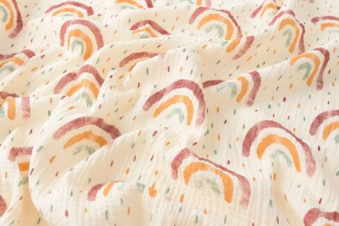 CHUNGEL شرابات قطنية للأطفال مقاس 40 بوصة × 47 بوصة، بطانية استقبال للأطفال مع هامش، بطانية قماط من موسلين بوهو مع هامش - نجمة قوس قزح in Kuwait