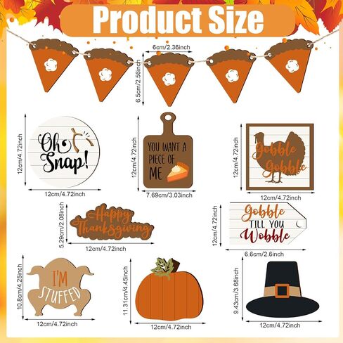 19 Pcs Fall Tiered Tray Decorations Set Hello Fall Rustic Farmhouse Tray Decoration Thanksgiving Pumpkin Maple Leaf Gnome Wooden Sign Autumn Tabletop Sign for Fall Home Kitchen in Saudi Arabia