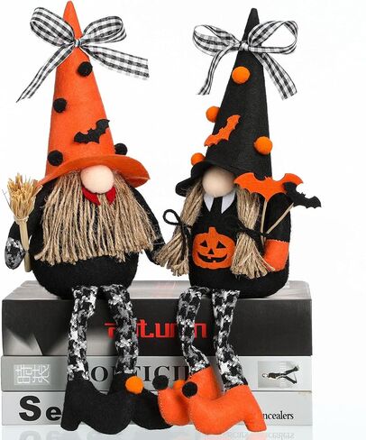 Argodaze Halloween Plush Gnomes Decor 2 Pack Handmade Swedish Gnome Ornaments Home Table Tiered Tray Holiday Decorations Gifts in Saudi Arabia