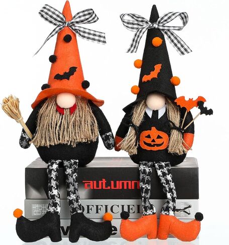 Argodaze Halloween Plush Gnomes Decor 2 Pack Handmade Swedish Gnome Ornaments Home Table Tiered Tray Holiday Decorations Gifts in Saudi Arabia