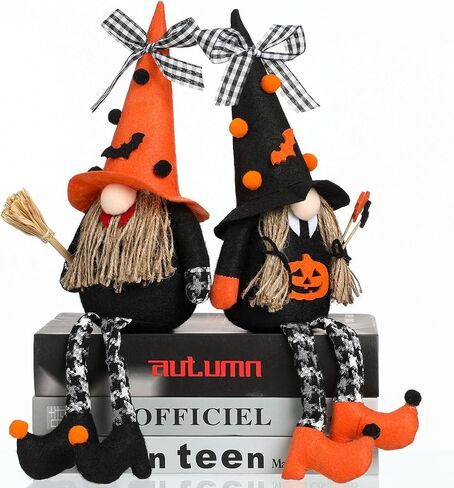Argodaze Halloween Plush Gnomes Decor 2 Pack Handmade Swedish Gnome Ornaments Home Table Tiered Tray Holiday Decorations Gifts in Saudi Arabia