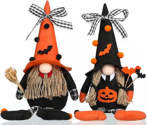 Argodaze Halloween Plush Gnomes Decor 2 Pack Handmade Swedish Gnome Ornaments Home Table Tiered Tray Holiday Decorations Gifts in Saudi Arabia