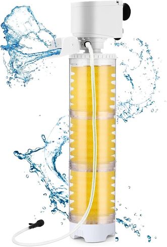Aquarium Filter, 2-Stages Sponge Filter for Fish Tank, 20W 320GPH Water Pump 3-in-1 Multi-Function Filtration, Oxygenation, Circulation Adjustable Flow Aquarium Filter (20W for 2 Stages) in Saudi Arabia