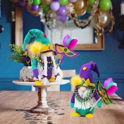 Mardi Gras Gnomes Decorations Mardi gras centerpieces for Tables Masquerade Party Decorations Mardi gras Gifts Accessories Ornaments New Orleans Decor Tiered Tray Decor Farmhouse Decor in Kuwait