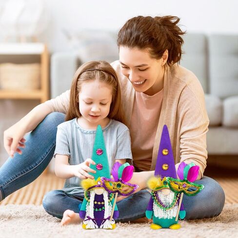 Mardi Gras Gnomes Decorations Mardi gras centerpieces for Tables Masquerade Party Decorations Mardi gras Gifts Accessories Ornaments New Orleans Decor Tiered Tray Decor Farmhouse Decor in Kuwait