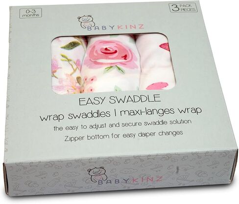 BABYKINZ Baby Swaddle Wrap | Swaddles for Newborn Baby | Zipper Bottom Easy Diaper Change Baby Sleep Sack with Mitten Cuffs in Saudi Arabia