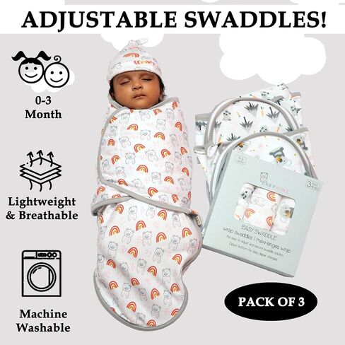 BABYKINZ Baby Swaddle Wrap | Swaddles for Newborn Baby | Zipper Bottom Easy Diaper Change Baby Sleep Sack with Mitten Cuffs in Saudi Arabia