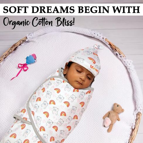 BABYKINZ Baby Swaddle Wrap | Swaddles for Newborn Baby | Zipper Bottom Easy Diaper Change Baby Sleep Sack with Mitten Cuffs in Saudi Arabia