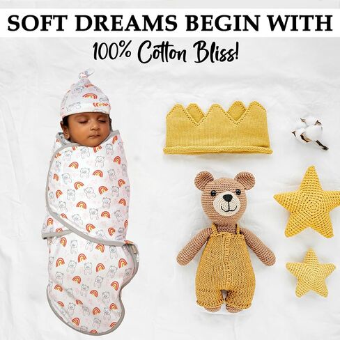 BABYKINZ Baby Swaddle Wrap | Swaddles for Newborn Baby | Zipper Bottom Easy Diaper Change Baby Sleep Sack with Mitten Cuffs in Saudi Arabia