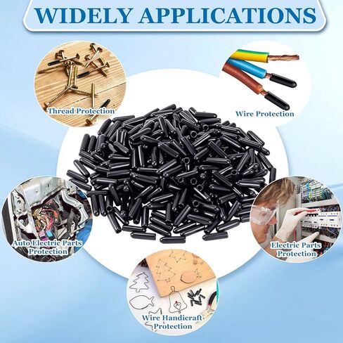 200 قطعة من اغطية طرفية مطاطية دائرية من هينزيك، واقيات سن البراغي، اغطية براغي لقضيب الانابيب المعدنية، اسود in Kuwait