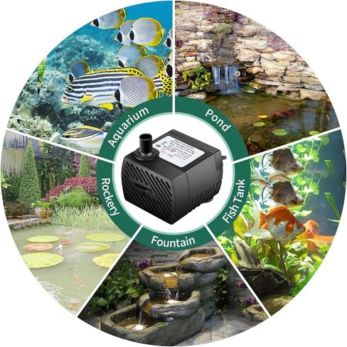 مضخة غاطسة من Ideashop، مضخة مياه، مضخة نافورة مياه 90 GPH(350L/H، 4W) مضخة مياه محمولة مضخة مياه صغيرة للبركة، التماثيل، حوض السمك، نافورة خزان الأسماك مع سلك طاقة 5.9 قدم (1.8 متر) (أسود) in Kuwait