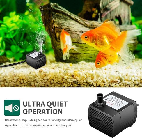 مضخة غاطسة من Ideashop، مضخة مياه، مضخة نافورة مياه 90 GPH(350L/H، 4W) مضخة مياه محمولة مضخة مياه صغيرة للبركة، التماثيل، حوض السمك، نافورة خزان الأسماك مع سلك طاقة 5.9 قدم (1.8 متر) (أسود) in Kuwait