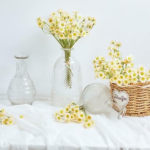 XIZHI 18 Bundles Artificial Daisy Flowers 180 Heads Fake Brazilian Daisy Bouquets Pastoral Style for Home Table Garden Window Wedding Indoor Outside Decoration (White) in Saudi Arabia
