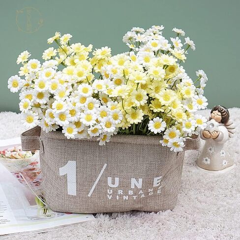 XIZHI 18 Bundles Artificial Daisy Flowers 180 Heads Fake Brazilian Daisy Bouquets Pastoral Style for Home Table Garden Window Wedding Indoor Outside Decoration (White) in Saudi Arabia