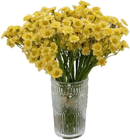 XIZHI 18 Bundles Artificial Daisy Flowers 180 Heads Fake Brazilian Daisy Bouquets Pastoral Style for Home Table Garden Window Wedding Indoor Outside Decoration (White) in Saudi Arabia