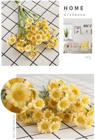 XIZHI 18 Bundles Artificial Daisy Flowers 180 Heads Fake Brazilian Daisy Bouquets Pastoral Style for Home Table Garden Window Wedding Indoor Outside Decoration (White) in Saudi Arabia