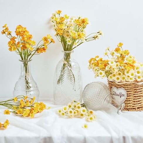 XIZHI 18 Bundles Artificial Daisy Flowers 180 Heads Fake Brazilian Daisy Bouquets Pastoral Style for Home Table Garden Window Wedding Indoor Outside Decoration (White) in Saudi Arabia