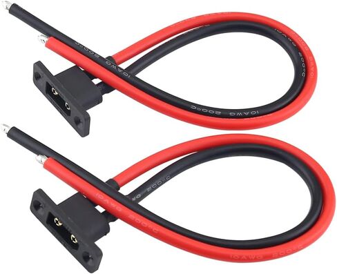 2PCS Amass XT90E-M Male plug battery connectors Mountable Pigtail Cable with 10awg 30cm Silicon Wires XT90 Panel Mount Connector for RC FPV Drone in Saudi Arabia