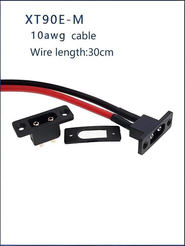 2PCS Amass XT90E-M Male plug battery connectors Mountable Pigtail Cable with 10awg 30cm Silicon Wires XT90 Panel Mount Connector for RC FPV Drone in Saudi Arabia