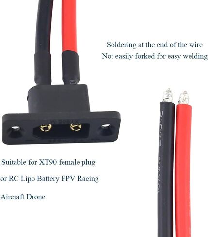 2PCS Amass XT90E-M Male plug battery connectors Mountable Pigtail Cable with 10awg 30cm Silicon Wires XT90 Panel Mount Connector for RC FPV Drone in Saudi Arabia