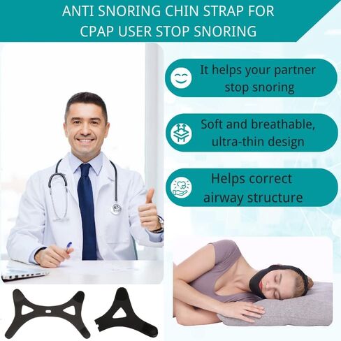 حزام الذقن المضاد للشخير من كريثينكاتي، أشرطة الذقن للشخير لمستخدمي Cpap، جهاز مضاد للشخير قابل للتنفس، حل مساعد على النوم، مرن وقابل للتعديل للوجه للرجال والنساء in Kuwait