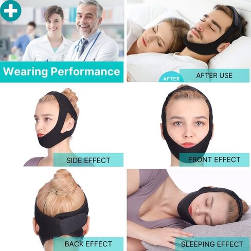 حزام الذقن المضاد للشخير من كريثينكاتي، أشرطة الذقن للشخير لمستخدمي Cpap، جهاز مضاد للشخير قابل للتنفس، حل مساعد على النوم، مرن وقابل للتعديل للوجه للرجال والنساء in Kuwait
