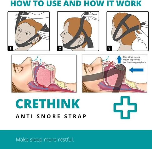 حزام الذقن المضاد للشخير من كريثينكاتي، أشرطة الذقن للشخير لمستخدمي Cpap، جهاز مضاد للشخير قابل للتنفس، حل مساعد على النوم، مرن وقابل للتعديل للوجه للرجال والنساء in Kuwait
