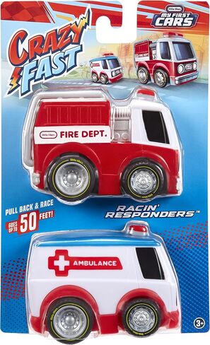 Little Tikes, My First Cars, Crazy Fast Cars 2-Pack Racin’ Responders, Fire Truck, Ambulance, Pullback Toy Car Vehicle Goes up to 50 ft in Saudi Arabia