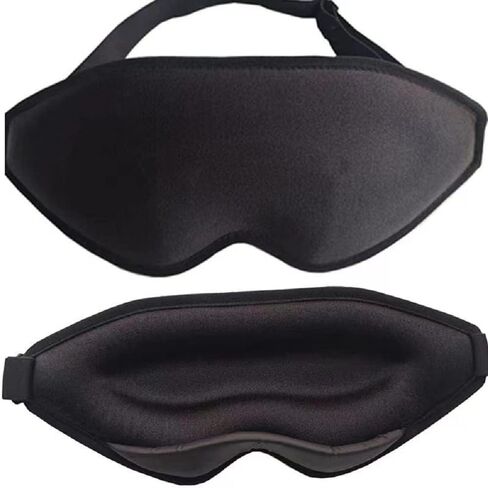 Black Eye Mask for Men Women,3D Contoured Cup Concave Molded Night Yoga Nap Travel Sleep Eye-mask with Adjustable Strap in Saudi Arabia