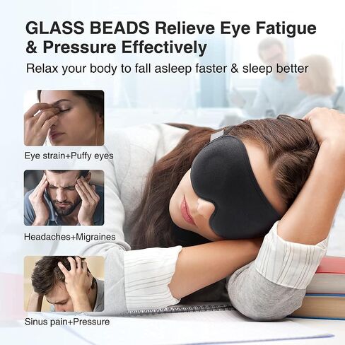 Black Eye Mask for Men Women,3D Contoured Cup Concave Molded Night Yoga Nap Travel Sleep Eye-mask with Adjustable Strap in Saudi Arabia