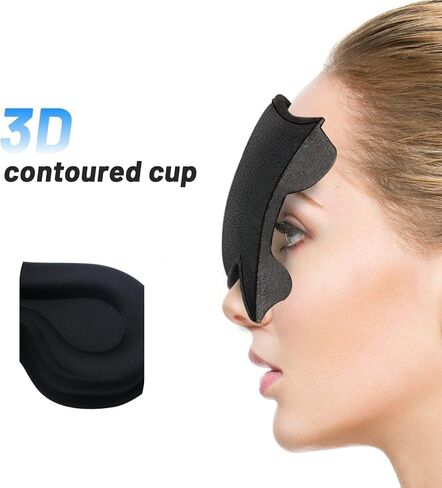 Black Eye Mask for Men Women,3D Contoured Cup Concave Molded Night Yoga Nap Travel Sleep Eye-mask with Adjustable Strap in Saudi Arabia