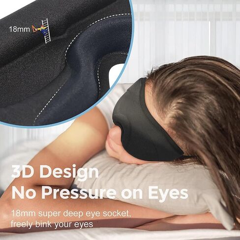 Black Eye Mask for Men Women,3D Contoured Cup Concave Molded Night Yoga Nap Travel Sleep Eye-mask with Adjustable Strap in Saudi Arabia