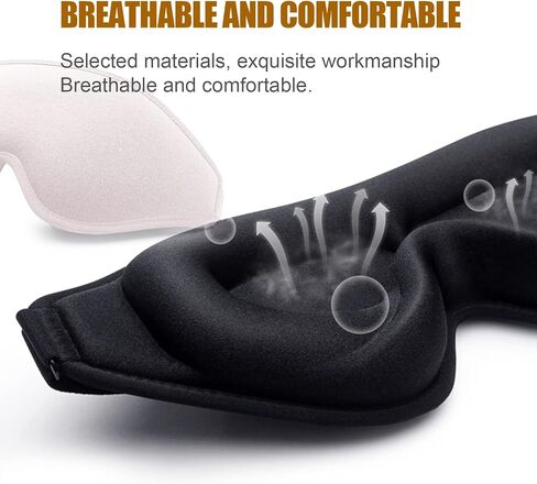 Black Eye Mask for Men Women,3D Contoured Cup Concave Molded Night Yoga Nap Travel Sleep Eye-mask with Adjustable Strap in Saudi Arabia