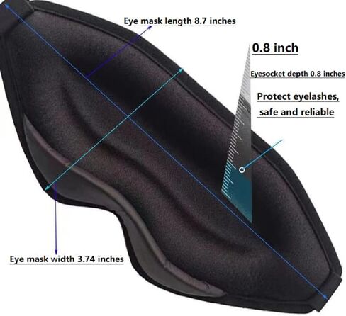 Black Eye Mask for Men Women,3D Contoured Cup Concave Molded Night Yoga Nap Travel Sleep Eye-mask with Adjustable Strap in Saudi Arabia