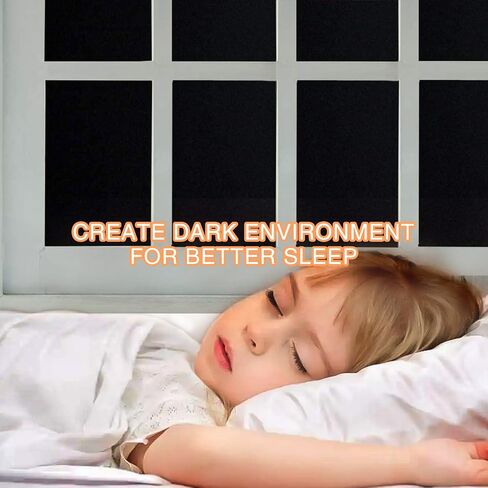 Total Blackout Window Film Removable Privacy Window Static Cling 100% UV Light Sun Blocking Glass Sticker for Kids Room, Black Window Tint Coverings for Day Sleep, Baby Nap Security, 17.7x78.7 inches in Saudi Arabia